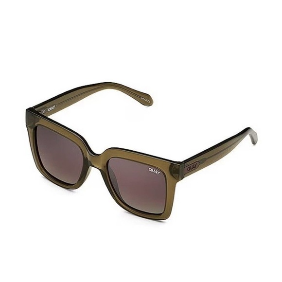 Quay Australia ICY Sunglasses - Green/ Brown Polarized Oversized Square - Picture 1 of 10